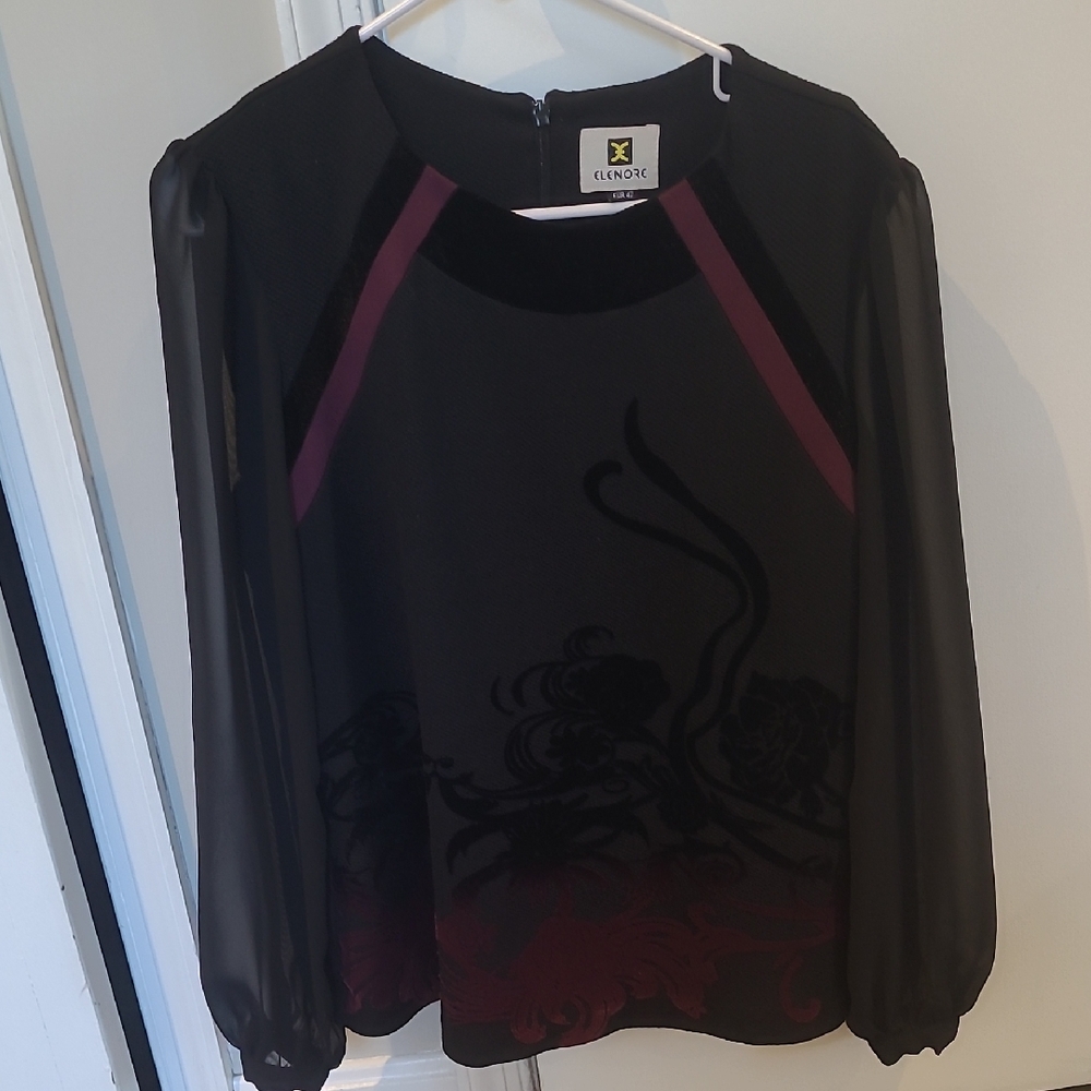 Chic Black and Purple Blouse by